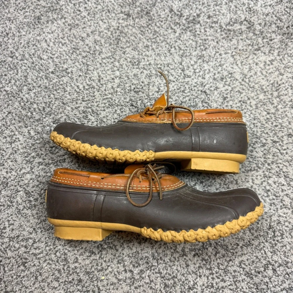 LL Bean Men's 12 Rubber Moc Bean Boots Brown Tan Duck Shoes Outdoor Camping